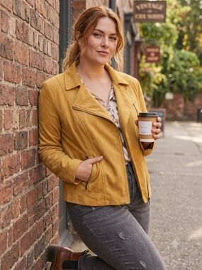Tan Jay Faux Suede Moto Jacket Boho Chic Western Core Layer Street Style